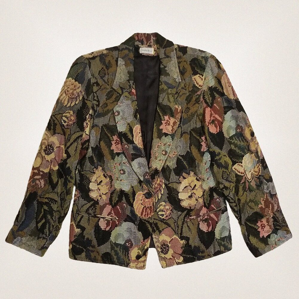 Saks Fifth Avenue Vintage Floral Tapestry Blazer